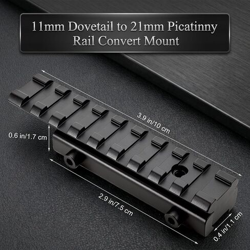 11mm Dovetail to 21mm Picatinny Rail Convert Mount, Low Profile Scope Base 9-Slot Aluminum Rail Adapter, 3/8" to 7/8" Converter, Upgraded Screws Anti-Slip Lock Pin with Mounting Wrench in Kuwait