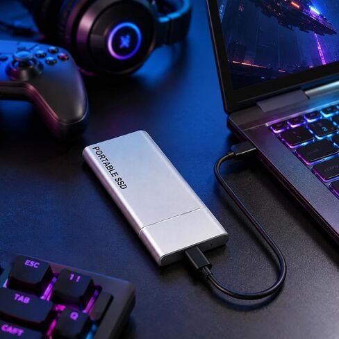 4TB Portable SSD, High-Speed External Solid State Drive with USB-C, Metal Housing Storage Drive for Gaming, Mac, Windows & Android, Silver in Kuwait