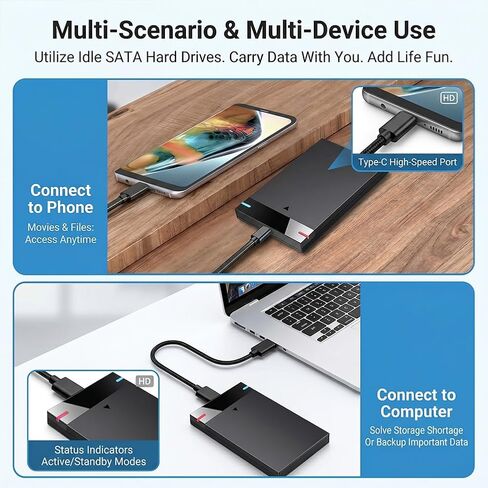 External Hard Drive, USB 3.0 High Speed Portable Hard Drive, Compact External HDD for Data Storage and Backup, Black in Kuwait