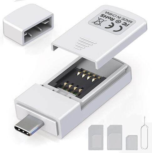 Type-C SIM Card Reader - Nano Micro Standard SIM Card Adapter with Eject Pin for Windows PC Laptop, Read Edit Copy Contacts SMS Messages Nano SIM Adapter Reader for SIM Memory Card Backup Management in Kuwait