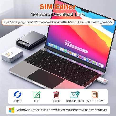 Type-C SIM Card Reader - Nano Micro Standard SIM Card Adapter with Eject Pin for Windows PC Laptop, Read Edit Copy Contacts SMS Messages Nano SIM Adapter Reader for SIM Memory Card Backup Management in Kuwait