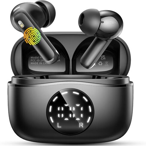 Bluetooth 5.4 Headphones, 3D-Stereo Wireless Earbuds Deep Bass in Ear Buds, 4 ENC Noise Cancelling Mic, 48Hrs USB-C Earphones, IP-X7 Waterproof Headset Sport Gym Workout for Laptop Pad Android iOS in Kuwait