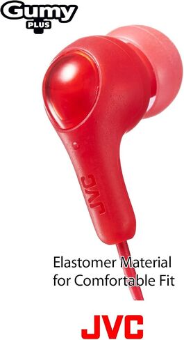 ORANGE GUMY In ear earbuds with stay fit ear tips. Wired 3.3ft colored cord cable with headphone jack. Small, medium, and large ear tip earpieces included. JVC GUMY HAFX7D in Kuwait