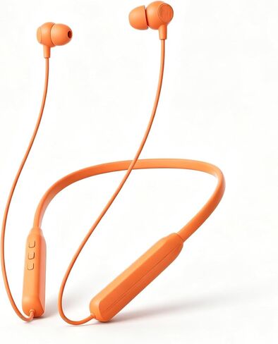 Orange Neckband Headphones Bluetooth 5.4 Wireless Earbuds with 48-Hour Battery, LED Power Display, Magnetic Earbuds, IPX4 Sweat Resistant, Dual Device Pairing, Built-in Mic for Work, Sports, Travel in Kuwait
