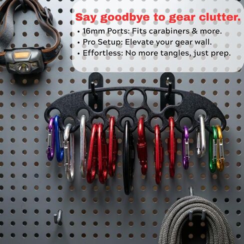 D-Shape Carabiner Storage Rack for Quickdraws & Main Locks, Portable Shock-Absorbent Gear Board, Flexible High-Strength ABS Material (Carabiners Not Included) in Kuwait