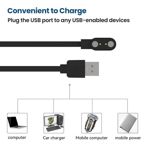 Smart Watch Charger Magnetic 2 Pin Charging Cable for YAMAY Willful Letsfit SW021 SW023 SW025 ID205L ID205S ID206 ID205U ID216 Uwatch 3S Fitpolo Tozo Wyze Umidigi Smartwatch Chargers in Kuwait