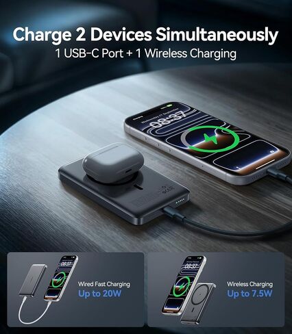 Portable Charger for iPhone, Ultra-Slim 10,000mAh Magnetic Power Bank in Saudi Arabia