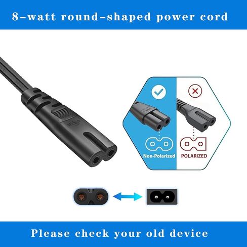 AC Power Cord Cable for Electric Lunch Box, Crockpot, Mini Fridge Charger - Universal 110V 120V 2 Prong Appliance Charging Wire in Kuwait