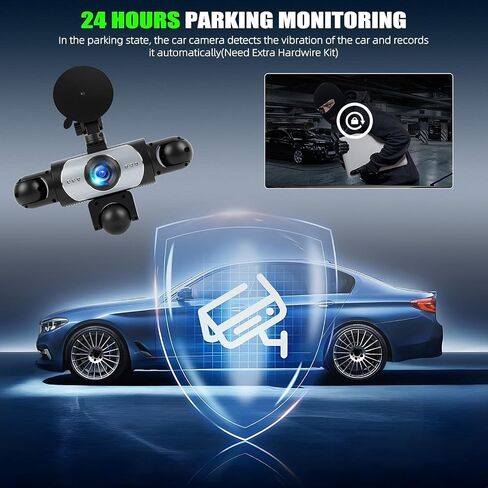 5 Channel 360° Dash Cam Front and Rear Inside Left Right, 3.16'' 1080P Dash Camera for Cars, Dash Camera for Cars with G-Sensor,Super Night Vision,Wide Angle,Loop Recording,24 Hours Recording in Kuwait