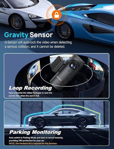 3 Channel 4K Dash Cam Front and Rear Inside, Built-in 5G WiFi,4K+1080P+1080P Dash Camera with 64GB Card,3.16" IPS Screen,Loop Recording, G-Sensor, 24H Parking Monitor, Night Vision(Rose Gold) in Kuwait
