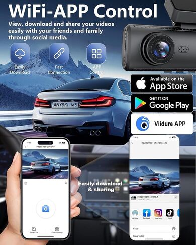 3 Channel 4K Dash Cam Front and Rear Inside, Built-in 5G WiFi,4K+1080P+1080P Dash Camera with 64GB Card,3.16" IPS Screen,Loop Recording, G-Sensor, 24H Parking Monitor, Night Vision(Rose Gold) in Kuwait