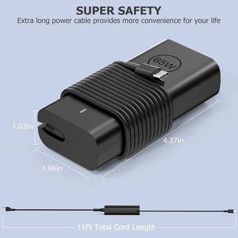 65W 60W USB C Laptop Charger Compatible with Dell Chromebook 3100 3300 3380 3400 3500 Latitude 5420 5430 5440 5450 5520 5530 5540 5550 7340 7420 7440 XPS 13 Computer Charger Type C AC Adapter in Kuwait