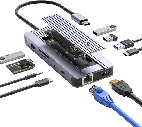 USB C Hub M.2 NVMe SSD Enclosure, 6 in 1 USB C Hub Multiport Adapter Fits PCIe 3.0 NVMe M.2 SSD, with 4K/60Hz HDMI,10Gbps USB 3.1 Gen2(2 Ports),10Gbps USB-C,100W PD Compatible with MacBook Pro in Kuwait