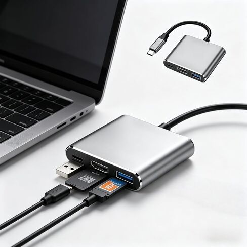 3-in-1 USB C Hub Multiport Adapter, Aluminum Type-C Dock with 4K HDMI, USB 3.0 Port and 100W PD Charging, Portable Laptop USB C Adapter in Kuwait