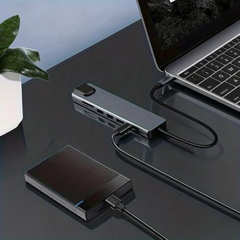 USB-C Hub 8-in-1 Multiport Adapter with HDMI, USB 3.0, Ethernet, SD Card Reader, and USB-C Port, Space Gray in Kuwait
