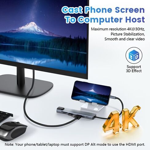 USB-C Hub 8-in-1 Multiport Adapter with HDMI, USB 3.0, Ethernet, SD Card Reader, and USB-C Port, Space Gray in Kuwait
