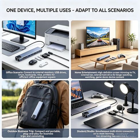 USB-C Hub 8-in-1 Multiport Adapter with HDMI, USB 3.0, Ethernet, SD Card Reader, and USB-C Port, Space Gray in Kuwait