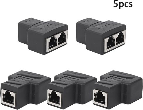 5PCs Network Splitter RJ45 1 into 2 Three Way Adapter Wire Extender Black Industrial Elements in Kuwait