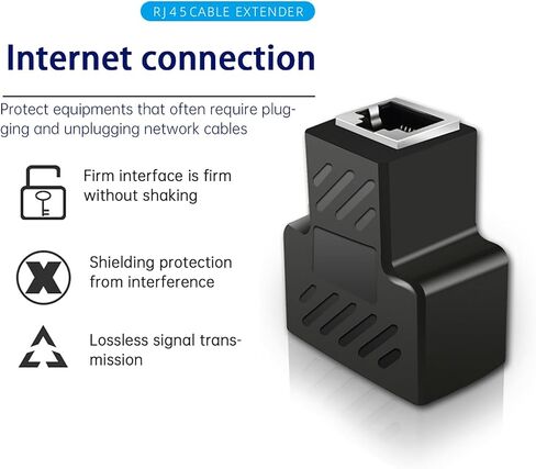 5PCs Network Splitter RJ45 1 into 2 Three Way Adapter Wire Extender Black Industrial Elements in Kuwait