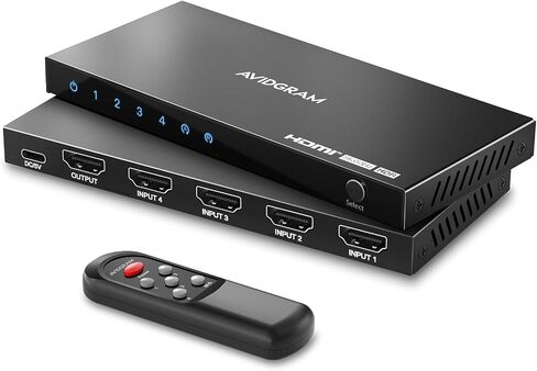 AVIDGRAM HDMI 2.1 Switch 4 in 1 Out, 4K120Hz, 8K60Hz, IR Remote in Kuwait