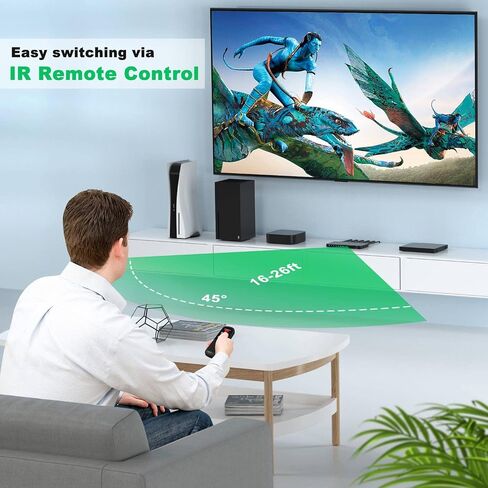 AVIDGRAM HDMI 2.1 Switch 4 in 1 Out, 4K120Hz, 8K60Hz, IR Remote in Kuwait