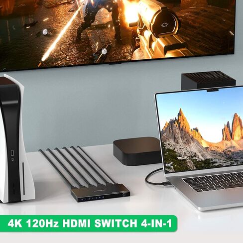 AVIDGRAM HDMI 2.1 Switch 4 in 1 Out, 4K120Hz, 8K60Hz, IR Remote in Kuwait