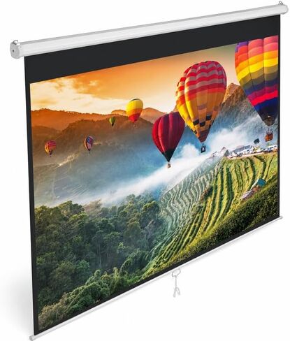 Pyle 72 Inch Manual Pull Down Projector Screen, Retractable Wall and Ceiling Mount Projection Screen with Auto Locking, Matte White Surface, Black Masking Border for Home Theater, Office and Classroom in Kuwait