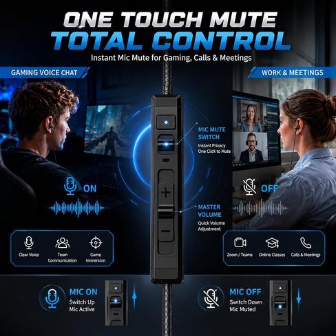 KASOTT SoundMaster Pro V1 - Gaming Earphones with Dual Audio Drivers,Battle Buds,in-Line Mic with Mute and Volume Control, Compatible with Xbox Series,Xbox One,PS5,PS4,Switch,Pc with 3.5mm Aux in Kuwait