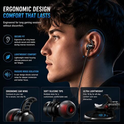 KASOTT SoundMaster Pro V1 - Gaming Earphones with Dual Audio Drivers,Battle Buds,in-Line Mic with Mute and Volume Control, Compatible with Xbox Series,Xbox One,PS5,PS4,Switch,Pc with 3.5mm Aux in Kuwait