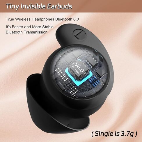 LOBKIN Sleep Earbuds,Wireless Bluetooth 6.0 Noise Blocking Sleeping Headphones,Sleep Earphones for Side Sleepers in Ear Soft Mini Invisible Buds Comfort Fit for Sleeping Working (Black) in Kuwait