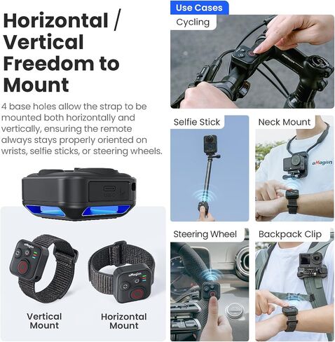 YDW Wearable Bluetooth Camera Remote Compatible with Insta360series, GoPro Series, DJI Series, Smartphones - Splash Proof, Rechargeable,Wireless 50M Remote Control Range in Kuwait