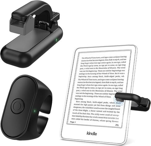 Ring Page Turner for Kindle, Clicker for Kindle Paperwhite, Thick Case Friendly by Holding Devices up to 18.5mm, 20 Days Long Battery Life, Works with iPhone iPad Android Tablets E-Readers-Black in Kuwait