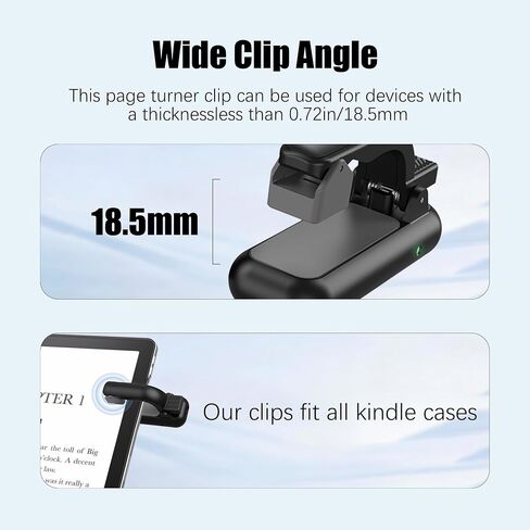 Ring Page Turner for Kindle, Clicker for Kindle Paperwhite, Thick Case Friendly by Holding Devices up to 18.5mm, 20 Days Long Battery Life, Works with iPhone iPad Android Tablets E-Readers-Black in Kuwait