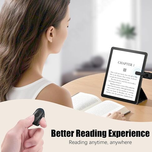 Ring Page Turner for Kindle, Clicker for Kindle Paperwhite, Thick Case Friendly by Holding Devices up to 18.5mm, 20 Days Long Battery Life, Works with iPhone iPad Android Tablets E-Readers-Black in Kuwait