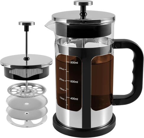 French Press Coffee Maker, 34 oz Glass Carafe, 4-Stage Filter, Rose Gold in Kuwait