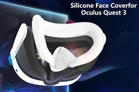 Silicone Face Cover for Meta Quest 3 - Skin-Friendly Anti-Sweat VR Face Pad with Ventilation & Lightproof Design (White) in Kuwait