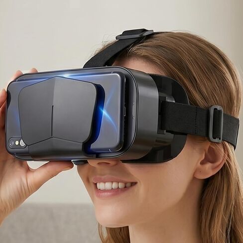 Head-Mounted 3D Virtual Reality Glasses,VR Headset for iPhone & Android Phone – HD Wide Angle Lens, Adjustable Object Distance, Compatible with 4.7-7.2 Inch Smartphones in Kuwait