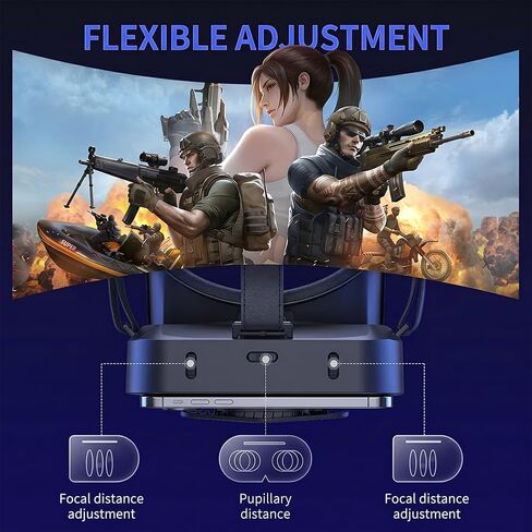 Head-Mounted 3D Virtual Reality Glasses,VR Headset for iPhone & Android Phone – HD Wide Angle Lens, Adjustable Object Distance, Compatible with 4.7-7.2 Inch Smartphones in Kuwait