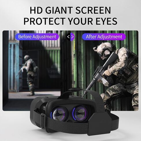Head-Mounted 3D Virtual Reality Glasses,VR Headset for iPhone & Android Phone – HD Wide Angle Lens, Adjustable Object Distance, Compatible with 4.7-7.2 Inch Smartphones in Kuwait