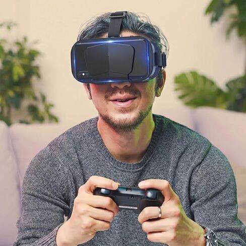 Head-Mounted 3D Virtual Reality Glasses,VR Headset for iPhone & Android Phone – HD Wide Angle Lens, Adjustable Object Distance, Compatible with 4.7-7.2 Inch Smartphones in Kuwait
