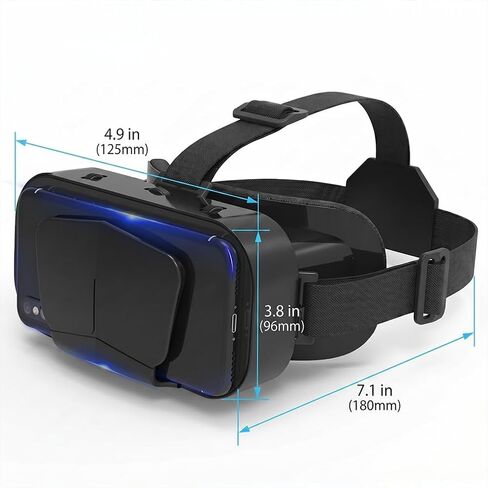 Head-Mounted 3D Virtual Reality Glasses,VR Headset for iPhone & Android Phone – HD Wide Angle Lens, Adjustable Object Distance, Compatible with 4.7-7.2 Inch Smartphones in Kuwait