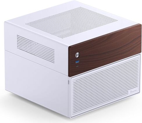 JONSBO N4 Black NAS Pc Case, Walnut Wood, 8-Drive Bay/6 * 3.5 "HDD (4 hot-swap,2 Non hot-swap),2 * 2.5SSD,Micro ATX Chassis, USB3.2Gen2Type-C, 1x120mm Fan Built-in, Black in Kuwait