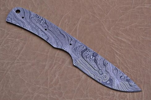 8" Long Hand Forged Damascus Steel Drop Point Blank Blade Skinning Knife with 3 Pin Hole & an Inserting Hole Space 3.5 inches Cutting Edge in Kuwait
