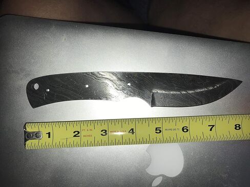 8" Long Hand Forged Damascus Steel Drop Point Blank Blade Skinning Knife with 3 Pin Hole & an Inserting Hole Space 3.5 inches Cutting Edge in Kuwait