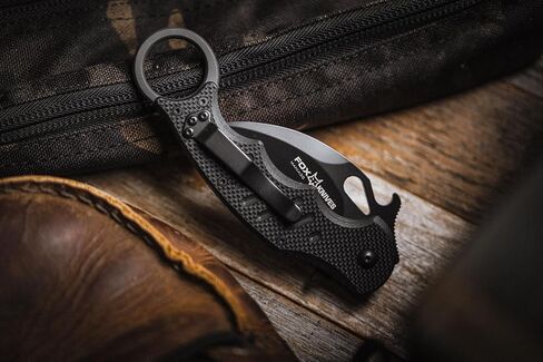 Fox Knives 479 Folding Pocket Knife - N690Co Stainless Steel, Black Idroglider Blade Finish, Linerlock, Black G10 Handle, Reversible Pocket Clip in Kuwait