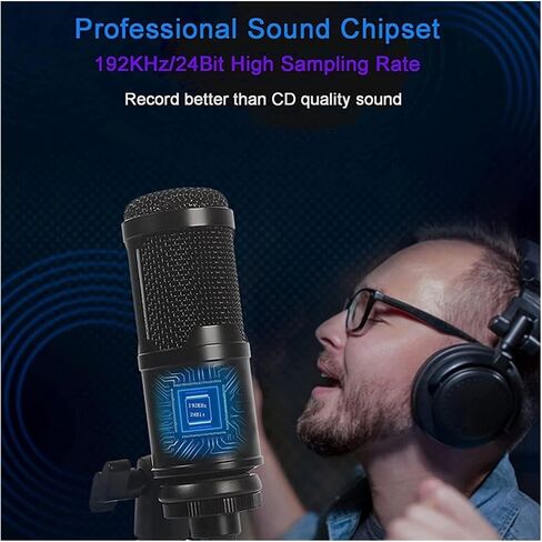 USB Streaming Podcast PC Microphone,192KHZ/24Bit Studio Cardioid Plug&Play Condenser Mic Kit for Youtuber Gaming,Etc in Kuwait