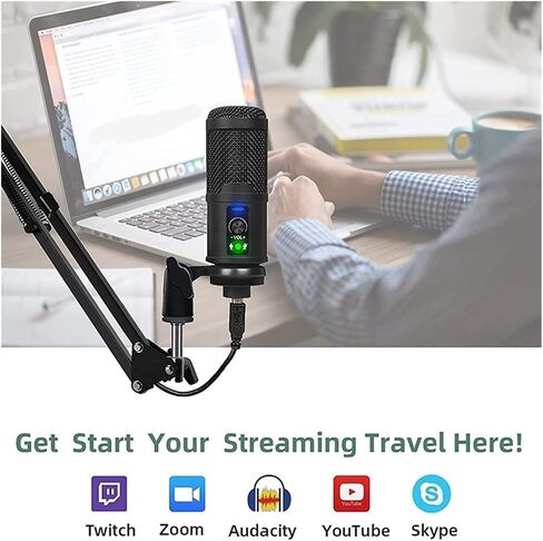 USB Streaming Podcast PC Microphone,192KHZ/24Bit Studio Cardioid Plug&Play Condenser Mic Kit for Youtuber Gaming,Etc in Kuwait