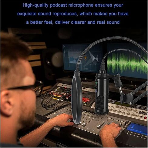 USB Streaming Podcast PC Microphone,192KHZ/24Bit Studio Cardioid Plug&Play Condenser Mic Kit for Youtuber Gaming,Etc in Kuwait