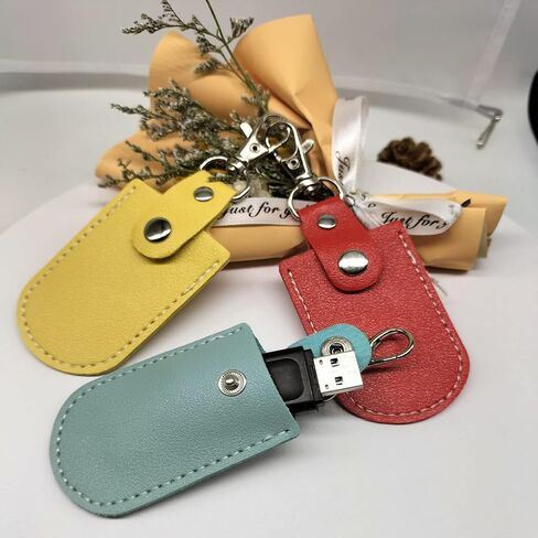 3Pcs Flash Drive Leather Case USB Protective for Protecting Your USB Flash Drive and Easy Storage, Red, Blue, Yellow 3 Colors, Bright and Beautiful Colors in Kuwait