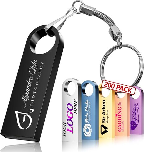 Custom Metal USB 2.0 Personalized Flash Drive 8GB, 25Pcs High-Speed Memory Sticks with Printed Logo/Text, Bulk Promotional Thumb Drives for Company AD/Education/Wedding/Corporate Events in Kuwait